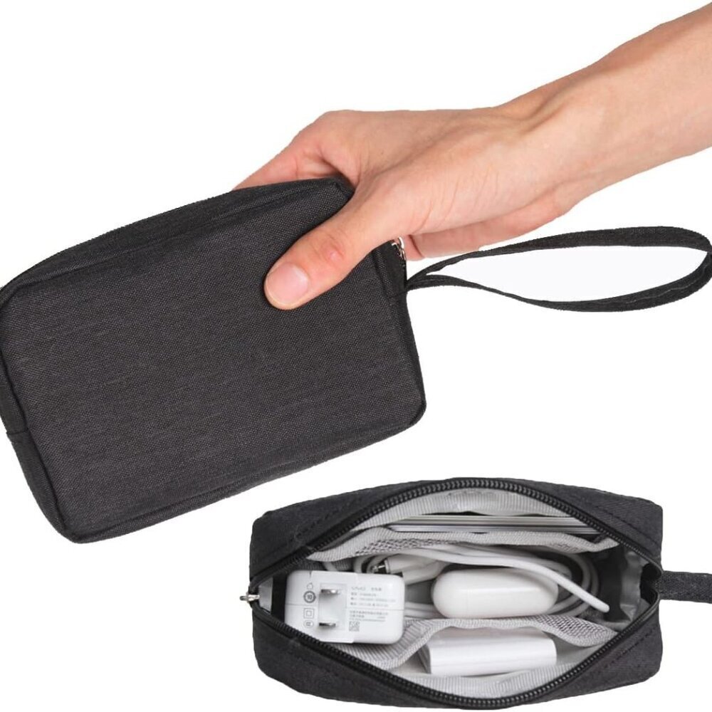 2 Pieces Small Zippered Pouch, Portable Electronics Soft Organizer, Little Toile